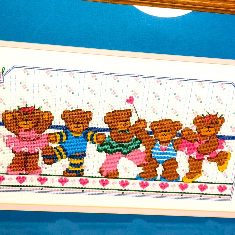 1984 Teddy bears ballot cross stitch